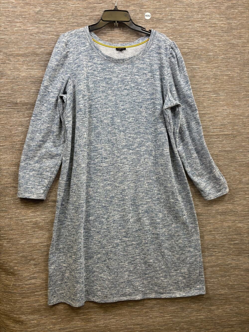 Talbots Space Dye Knit Sweater Dress Womens Size 2X Blue White 3/4 Sleeve Casual
